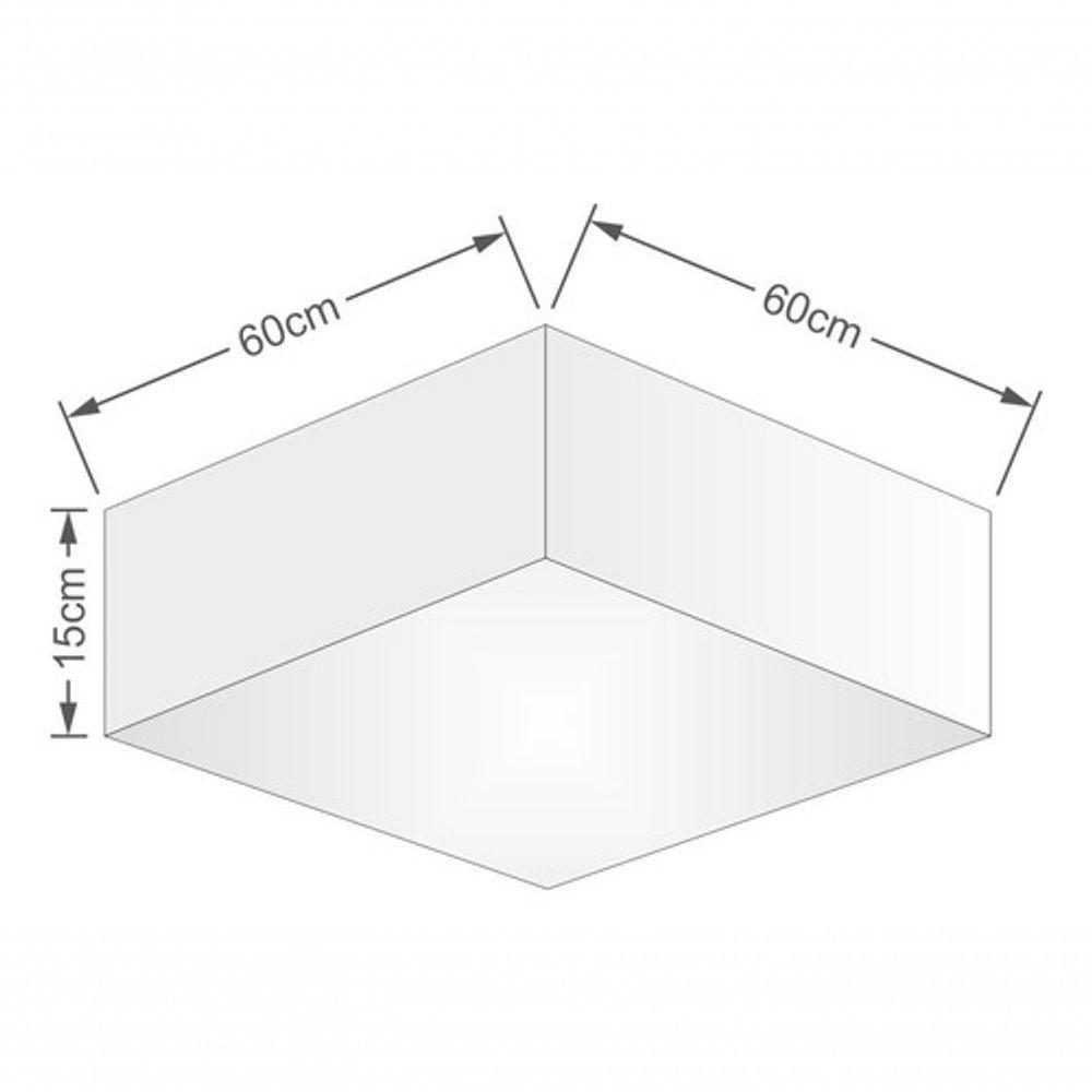 Plafon Quadrado Vivare Md-3052 Cúpula Em Tecido 15/60x60cm - Bivolt Palha 127/220v - 4