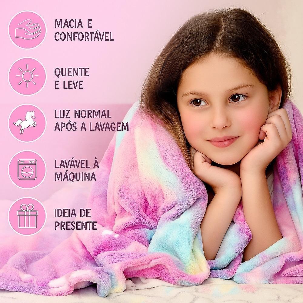 Manta Mágica Infantil Que Brilha No Escuro – Unicórnio E Estrelas, Macia E Aconchegante – 1,5m X 1,2m - 7
