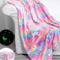 Manta Mágica Infantil Que Brilha No Escuro – Unicórnio E Estrelas, Macia E Aconchegante – 1,5m X 1,2m - 3