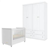 Berço Tutto New E Guarda Roupa 4 Portas Americano Branco Fosco - Matic - 1