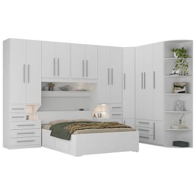 Guarda-roupa De Canto Casal Completo E Com Cama Baú 1222 Branco