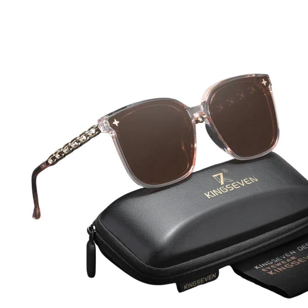 Óculos De Sol De Armação Grande Olho De Gato Condução 2302 Uv400 Marrom - 1