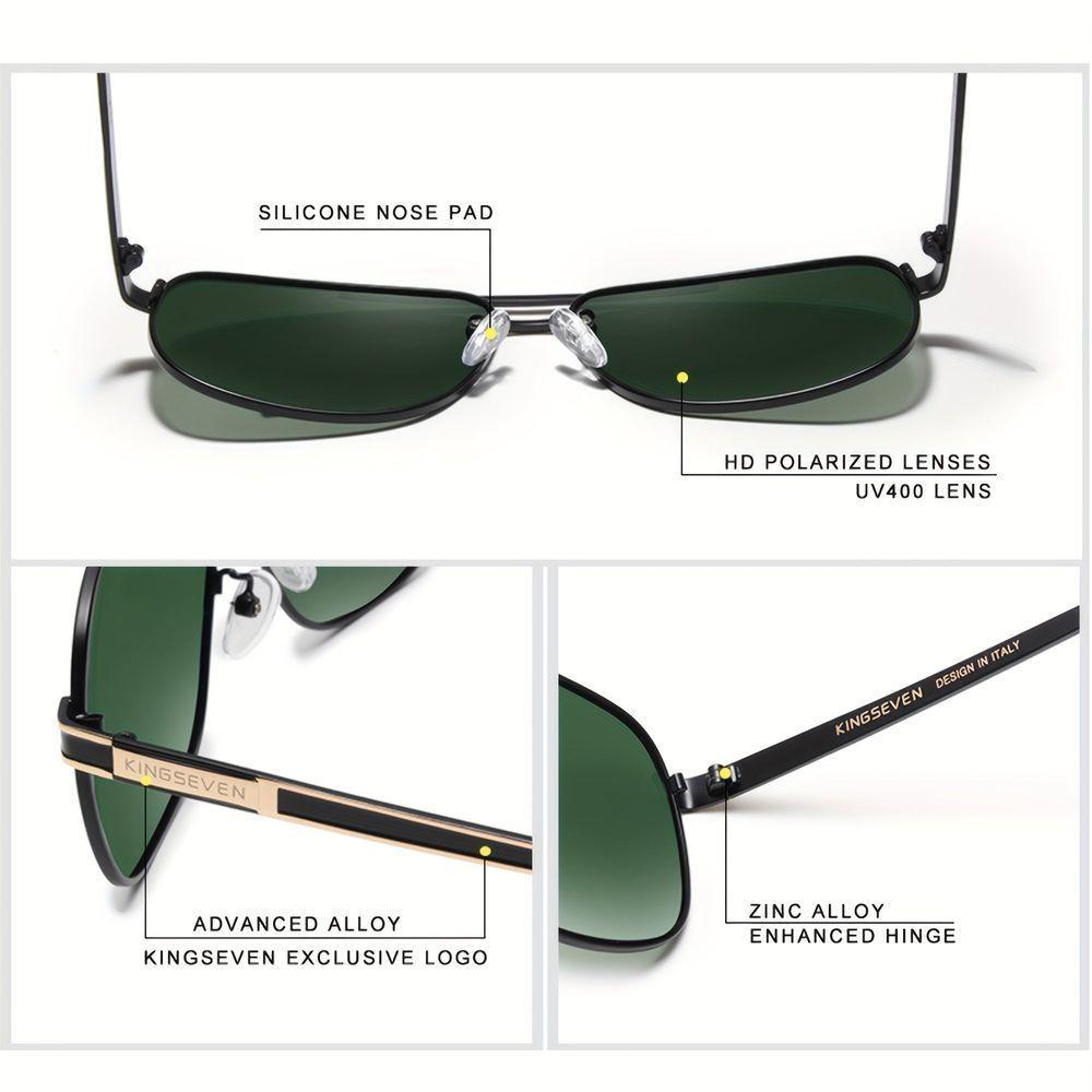 Óculos De Sol Polarizados Estilo Piloto Kingseven K738 Cinza Dourado - 2