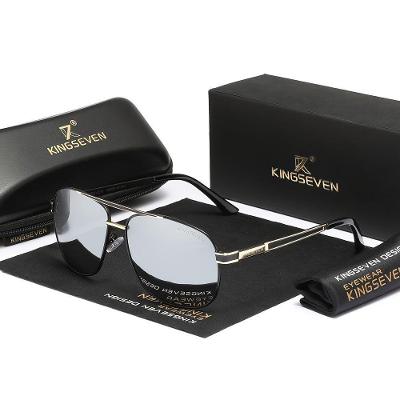 Óculos De Sol Polarizados Estilo Piloto Kingseven K738 Branco Dourado