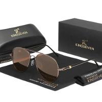 Óculos Clássico Piloto De Sol Polarizados Uv400 Grande Luxo Retro Marrom - 1