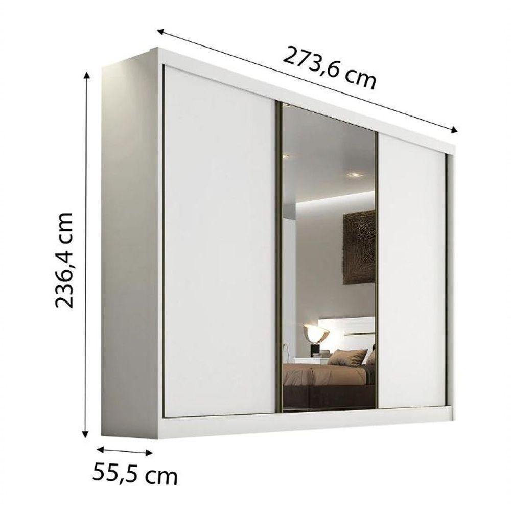 Guarda Roupa Sollo Com Espelho 3 Pts Novo Horizonte - 4