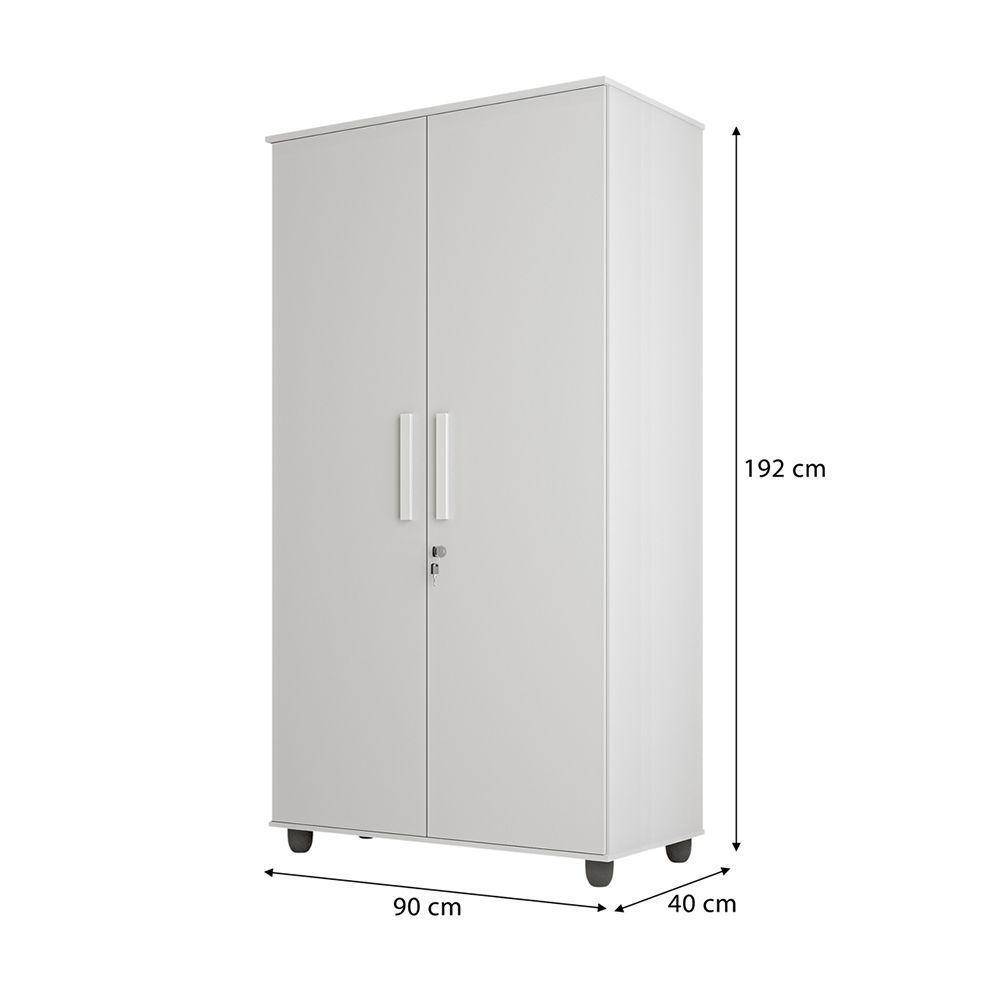 Guarda Roupa Solteiro Multiuso Sem Gaveta Reforçado Ouro Fechadura Com Chave Branco - 4