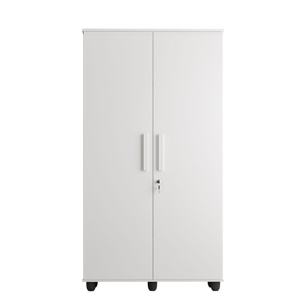 Guarda Roupa Solteiro Multiuso Sem Gaveta Reforçado Ouro Fechadura Com Chave Branco - 5