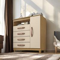 Cômoda Reforçada Miami 1 Porta E 4 Gavetas Carvalho Off White - 1