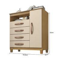 Cômoda Reforçada Miami 1 Porta E 4 Gavetas Carvalho Off White - 4