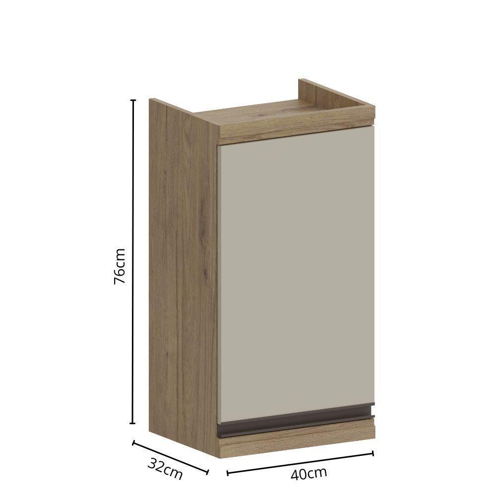 Armário Aéreo De Madeira 1 Porta Areia Moderna Bertolini Areia/carvalho - 2