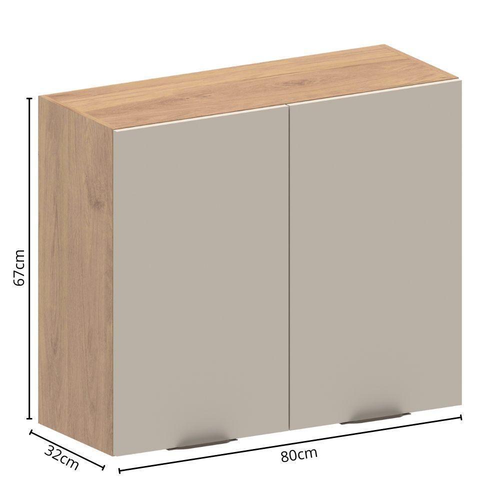 Armário Aéreo De Madeira 2 Portas Areia Urbana Bertolini Areia/carvalho - 2