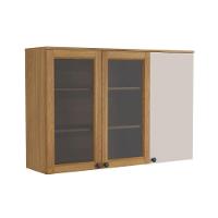 Armário Aéreo De Cozinha 120 Cm 3 Portas Serena Bertolini Lunar Grey/carvalho Xingu - 1