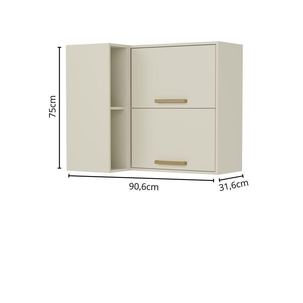 Armário Aéreo De Canto 2 Portas Arenas Bossa Nova Bertolini Areia - 2