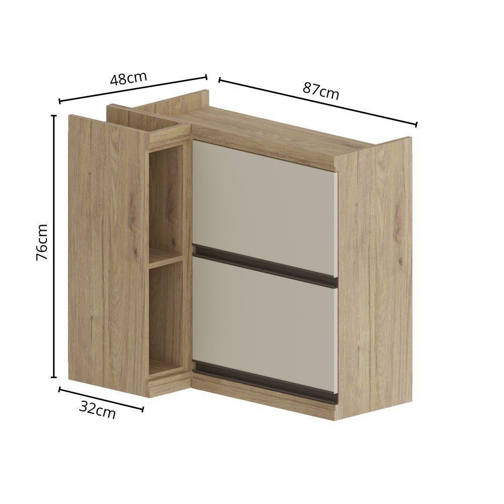 Armário Aéreo De Canto 2ptas 2nichos Areia Moderna Bertolini Areia/carvalho - 2