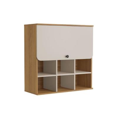 Armário Aéreo De Cozinha 1 Porta 6 Nichos Serena Bertolini Lunar Grey/carvalho Xingu