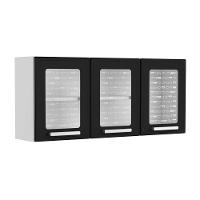 Armário Aéreo De Aço 3 Portas Vidro Preto Gourmet Bertolini Preto/branco - 1