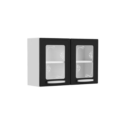 Armário Aéreo De Aço 2 Portas Vidro Preto Evidence Bertolini Preto/branco