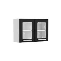 Armário Aéreo De Aço 2 Portas Vidro Preto Evidence Bertolini Preto/branco - 1