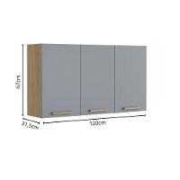 Armário Aéreo Com 3 Portas Grey Sky Axé Bertolini Cinza/carvalho - 2