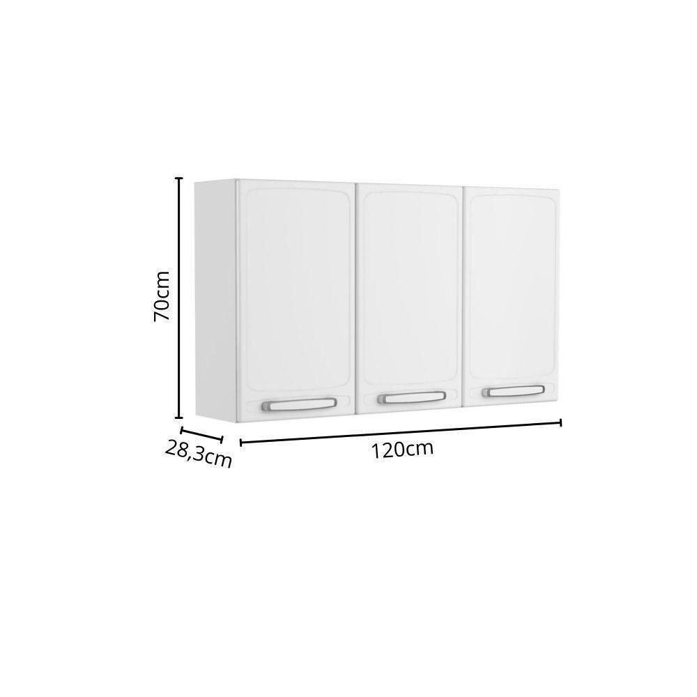 Armário Aéreo Alto De Aço 3 Portas Branco Evidence Bertolini Branco - 2
