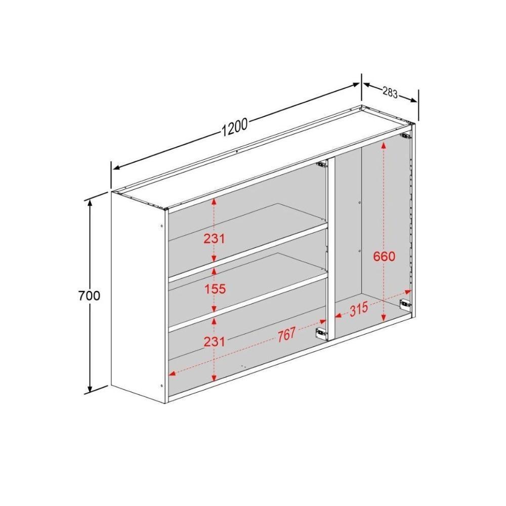 Armário Aéreo Alto De Aço 3 Portas Branco Evidence Bertolini Branco - 3