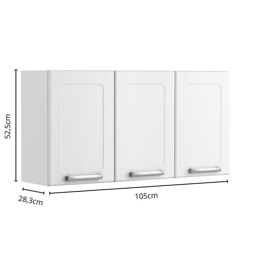 Armário Aéreo Alto De Aço 3 Portas Branco Múltipla Bertolini Branco - 2