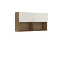 Armário Aéreo Com 1 Porta E 2 Nichos Branco ártico Bertolini Branco/carvalho - 1