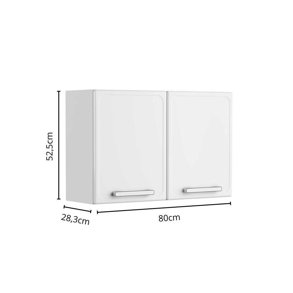 Armário Aéreo Alto De Aço 2 Portas Branco Gourmet Bertolini Branco - 2
