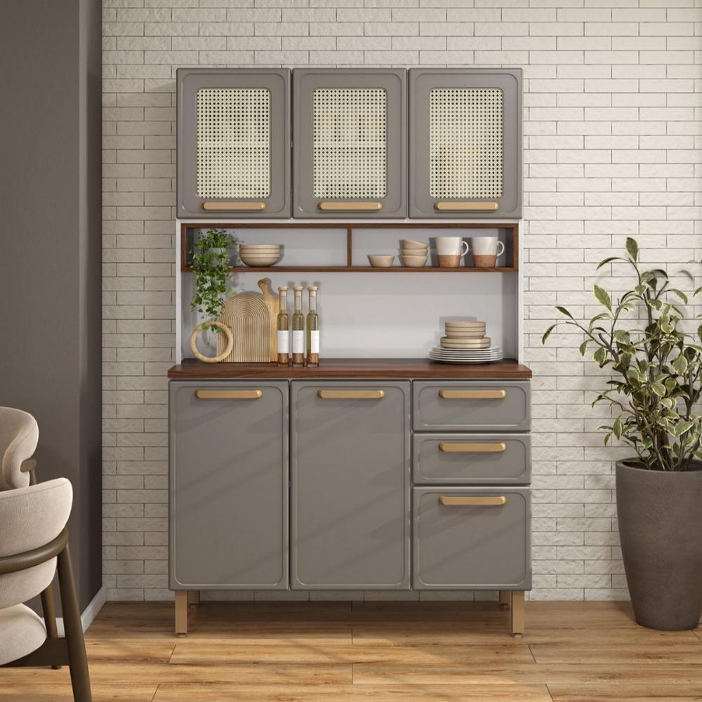 Kit Cozinha Em Aço 6 Portas 2 Gavetas Essência Bertolini Pecan/natural - 1