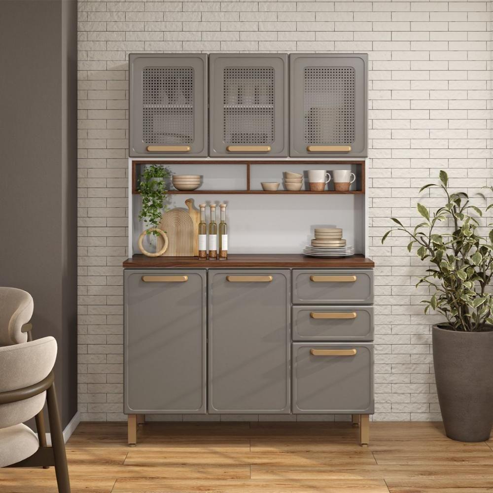 Kit Cozinha Em Aço 6 Portas 2 Gavetas Essência Bertolini - Pecan Pecan - 1