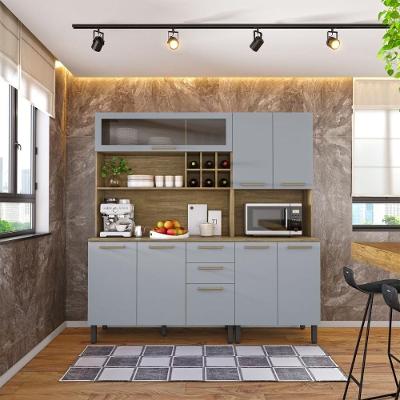 Cozinha Completa Compacta 190cm Grey Sky Axé Bertolini Cinza/carvalho