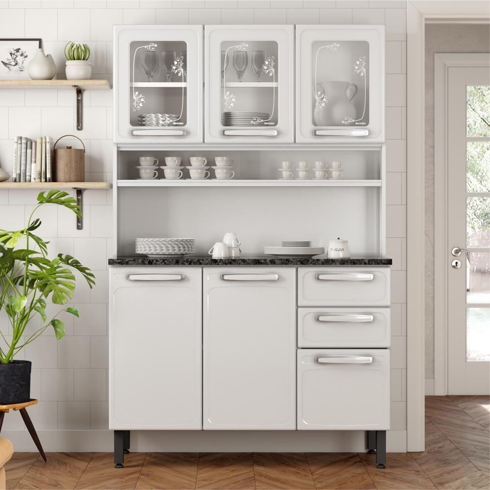 Cozinha Compacta Aço 6 Portas 2 Vid 2 Gav Branco Bertolini Branco - 1
