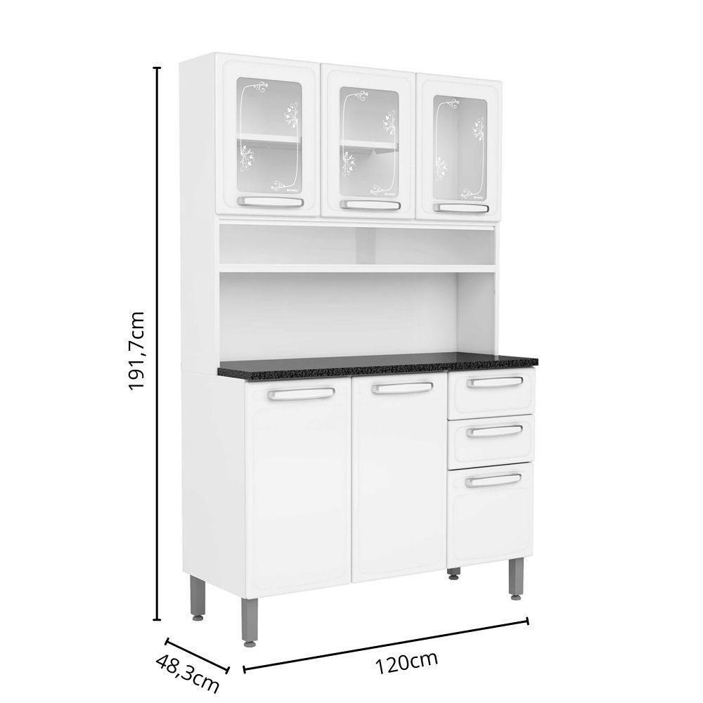 Cozinha Compacta Aço 6 Portas 2 Vid 2 Gav Branco Bertolini Branco - 3