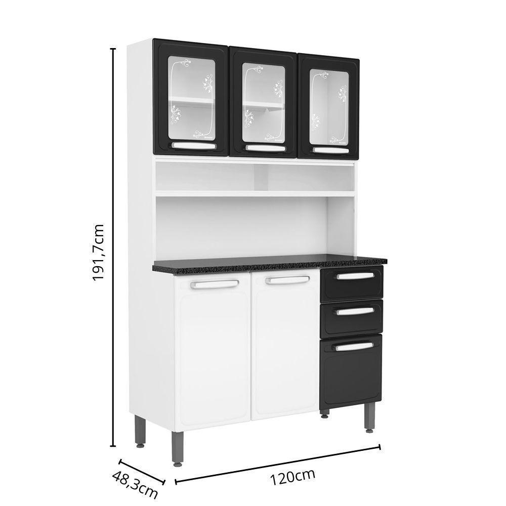 Cozinha Compacta 6 Ptas 2vid 2gav Pto Bco Evidence Bertolini Preto/branco - 3