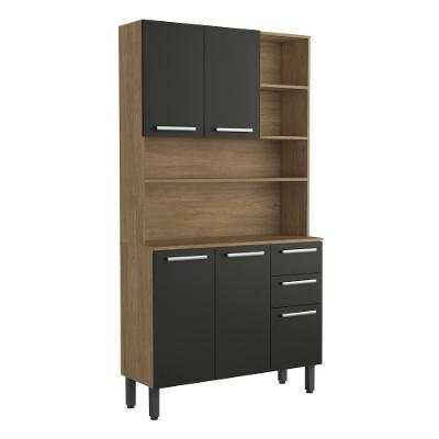 Cozinha Compacta 5 Portas 2 Gavetas Grafite Samba Bertolini Grafite/carvalho