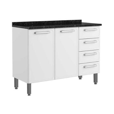 Balcão De Aço Com Tampo 3 Portas 4 Gavetas Branco Bertolini Branco