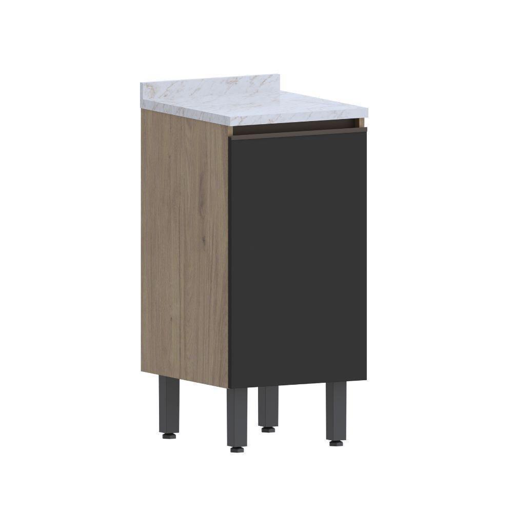 Balcão De Madeira Com Tampo 1 Porta Grafite Urbana Bertolini Grafite/carvalho - 1