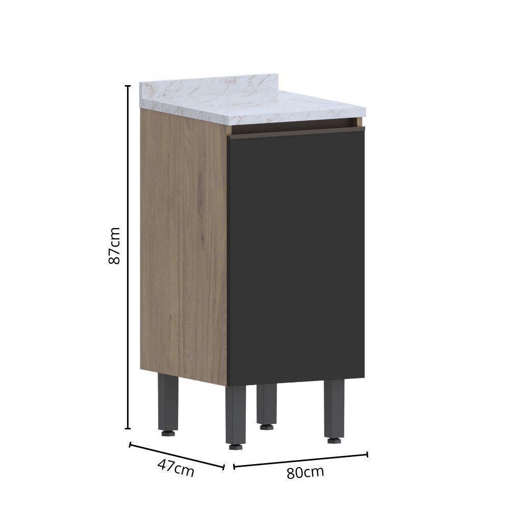 Balcão De Madeira Com Tampo 1 Porta Grafite Urbana Bertolini Grafite/carvalho - 2