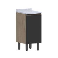 Balcão De Madeira Com Tampo 1 Porta Grafite Urbana Bertolini Grafite/carvalho - 1