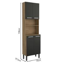 Cozinha Compacta 4 Portas 1 Prateleira Grafite Bertolini Grafite/carvalho - 2