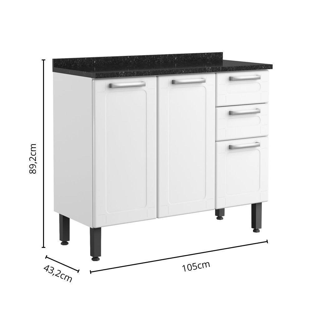 Balcão De Aço Com Tampo 3 Portas 2 Gavetas Branco Bertolini Branco - 2