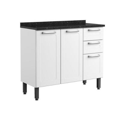 Balcão De Aço Com Tampo 3 Portas 2 Gavetas Branco Bertolini Branco