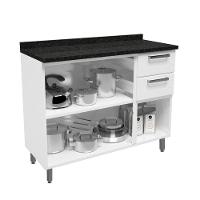 Balcão De Aço Com Tampo 3 Portas 2 Gavetas Branco Bertolini Branco - 3