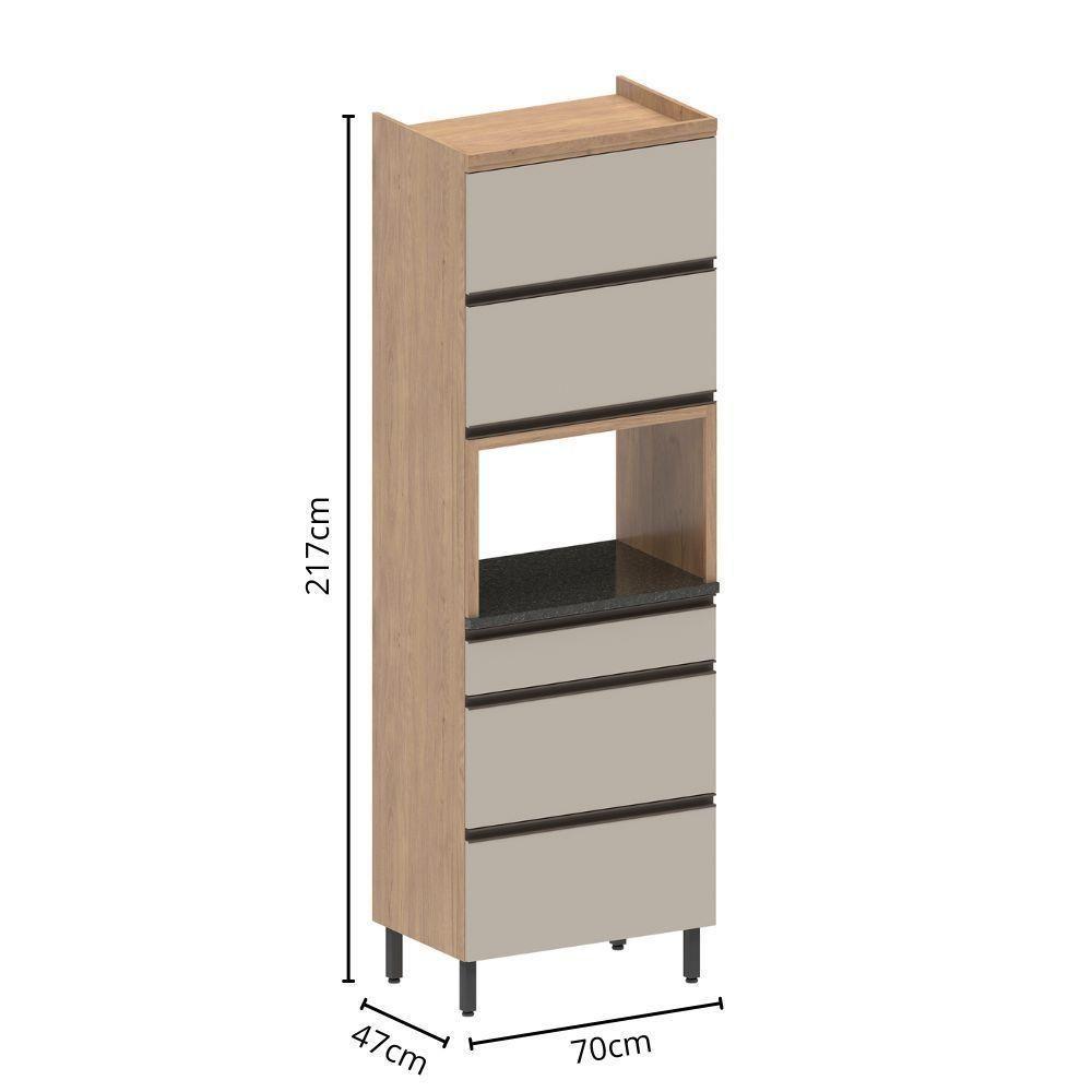 Armário Para Forno 3 Pta Basc 1 Gavetão 1gav Areia Bertolini Areia/carvalho - 2