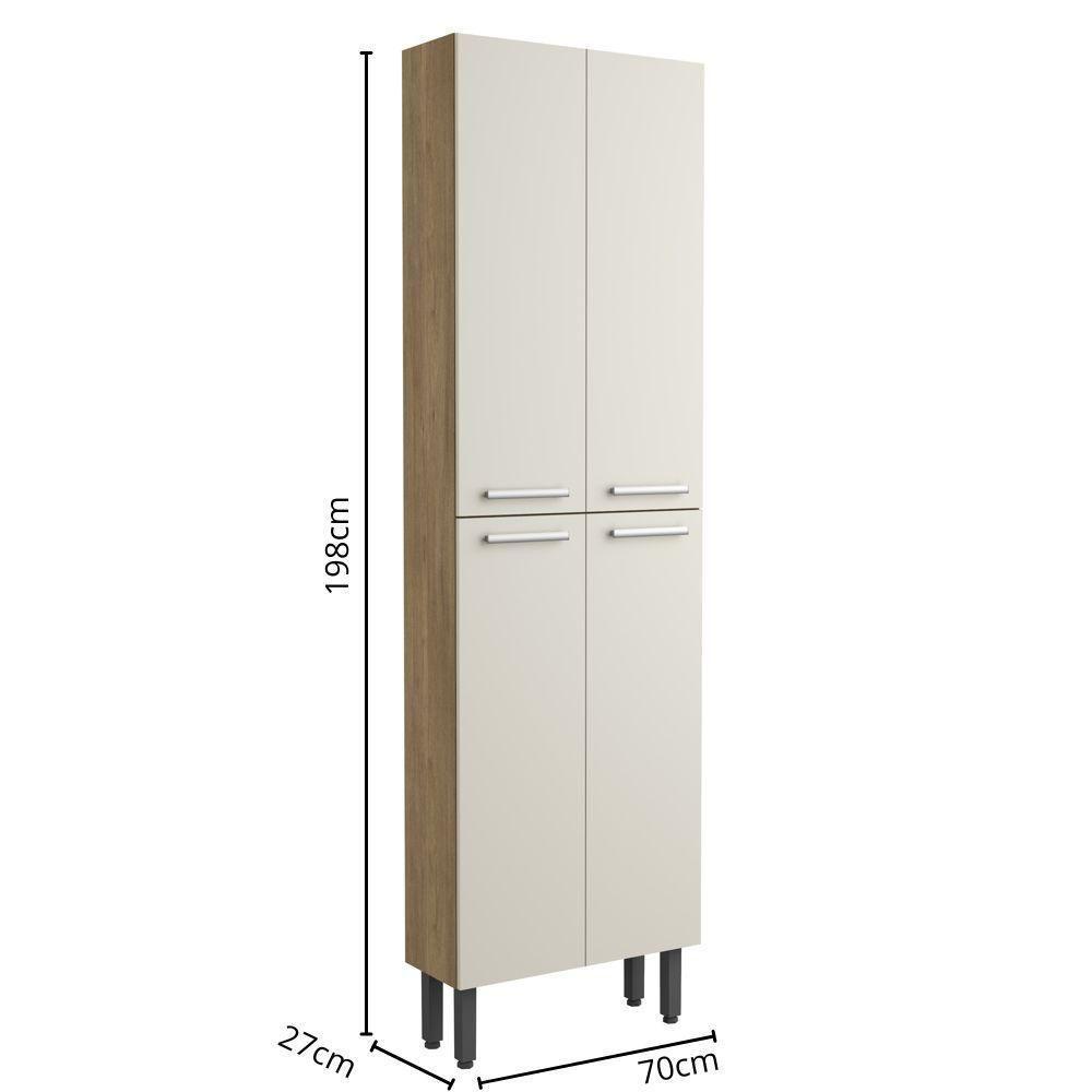 Armário Paneleiro Com 4 Portas Branco ártico Samba Bertolini Branco/carvalho - 2