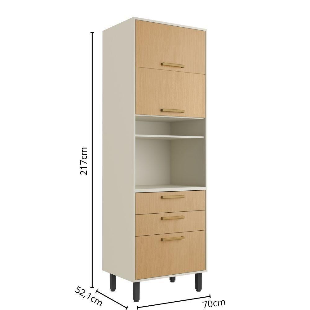 Armário Paneleiro 3 Portas 2gavetas E Nichos Nogal Bertolini Dourado/areia - 2