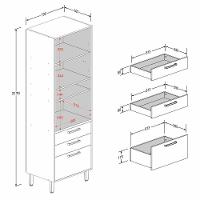 Armário Paneleiro 3 Portas 2gavetas E Nichos Nogal Bertolini Dourado/areia - 6