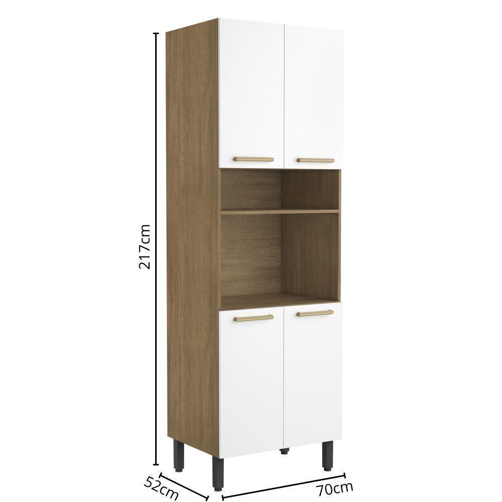 Armário Paneleiro 4 Portas 1 Prateleira Branco Axé Bertolini Branco/carvalho - 2