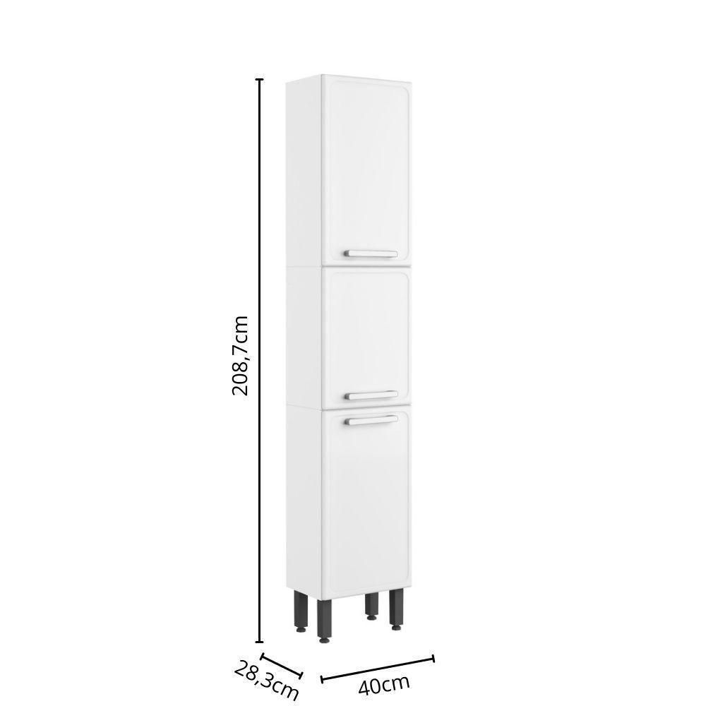 Armário Paneleiro Aço 3 Portas Alto Branco Gourmet Bertolini Branco - 2